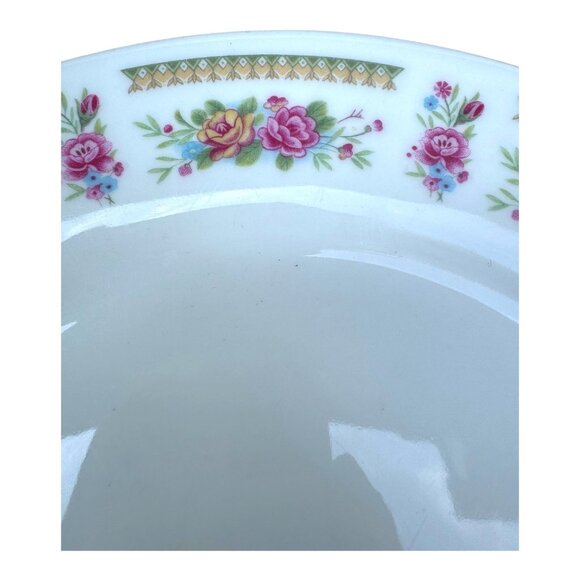 Vintage Chinese Floral Porcelain Dinner Plate With Pink Roses & Gold Accents - Picture 4 of 7